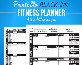 printable food fitness diary journal trackers digital pdf etsy