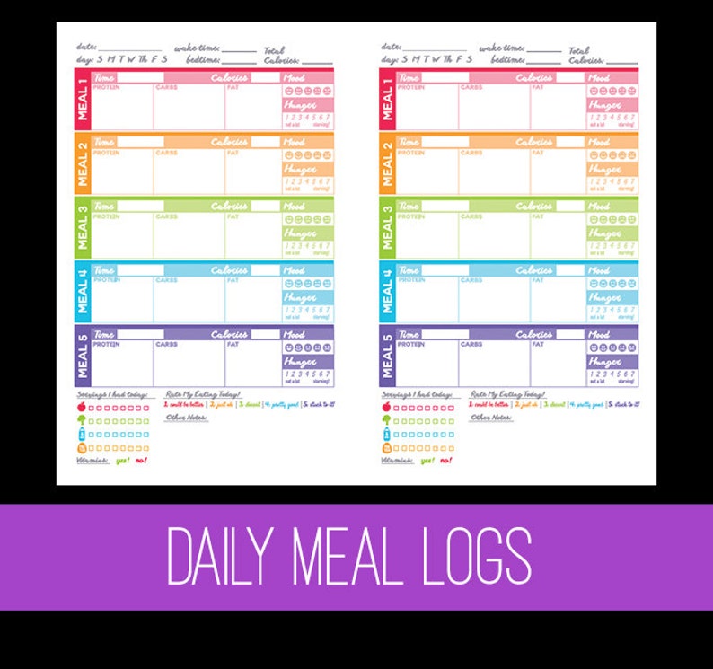 Printable Fitness Planner Nutrition Tracker Bundle Weight - Etsy