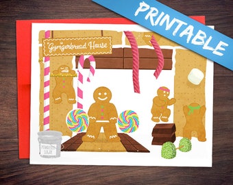 Gymgerbread House Printable CrossFit Gym Fitness Christmas Card - Print Your Own Digital PDFs!