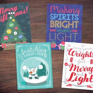 Weightlifting Crossfit Christmas Card Bundle - Barbell Fitness Christmas Gift Holiday Cards