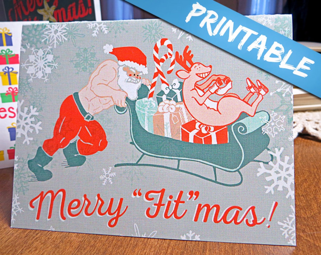 Crossfit Inspired Fitness Christmas Card Digital Download Printable