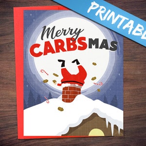 Afdrukbare CrossFit Merry Carbsmas Kerstgroetkaart - Flexibel diëten, IIFYM, Macro's, Print Je Eigen Digitale PDF's!