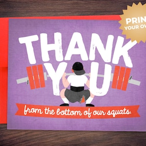 Grazie dal profondo del mio squat Biglietto d'auguri PDF stampabile Sollevamento pesi CrossFit