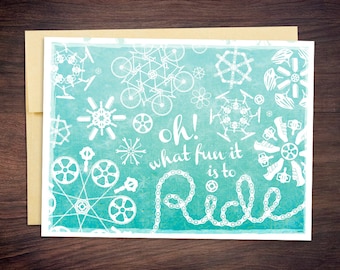 Cyclist Christmas Card - Bicycle, Cycling, Triathlon, Bikers, Fitness Holiday Card, Triathlete, Biking Gift