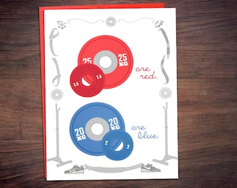 25s Are Red Weightlifting Anniversary Valentines Greeting Card - Fitness CrossFit Lifting Weights Love Card for Wife, Husband, Friend