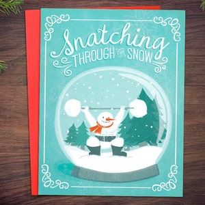 Weightlifting Christmas Card Bundle - Snatching Through the Snow - Crossfit Fitness Barbell Powerlifting Holiday Greeting Card
