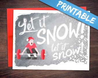 Chalking in a Winter Wonderland Printable Weightlifting Christmas Card - Print Your Own Digital PDFs!