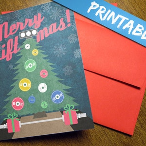 Weightlifting Christmas Cards - Print Your Own Digital PDFs! Merry Liftmas Platform Holiday Greeting Card