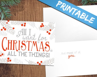 All The Things Christmas Card - Basic Perfect for Husband, Boyfriend, Significant Other - Digital PDF Print Your Own Cards