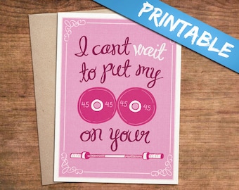 Sexy Barbell PRINTABLE Crossfit Valentine Card - Fitness Weightlifting Love Boyfriend Fiancee Husband Anniversary Valentines Day