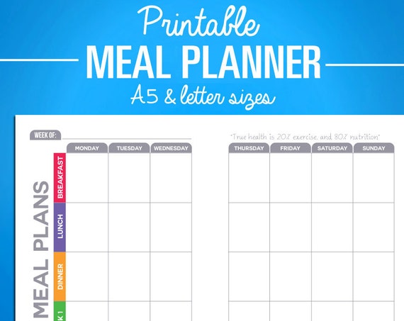 printable meal planning calendar tracker digital pdf etsy printable meal tracker