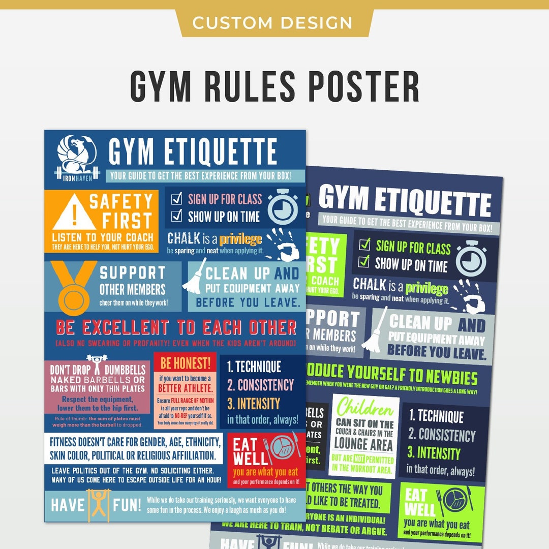 Custom Gym Rules Etiquette Poster PDF for Functional Fitness Gyms Etsy
