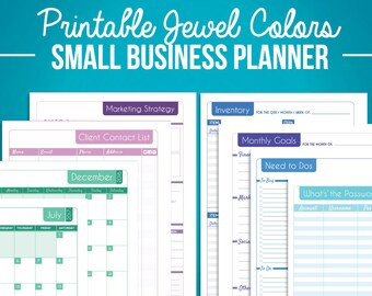 Small Business Organizer & Planner Sheet Package with 2018 Calendar! Digital Downloadable PDFs - Jewel Tone Version