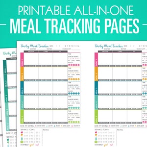 Printable Meal Tracking Pages - Nutrition Log, Weight Loss Planner, Diet Journal, Diet Planner, Meal Templates - A5 + Letter Size PDF