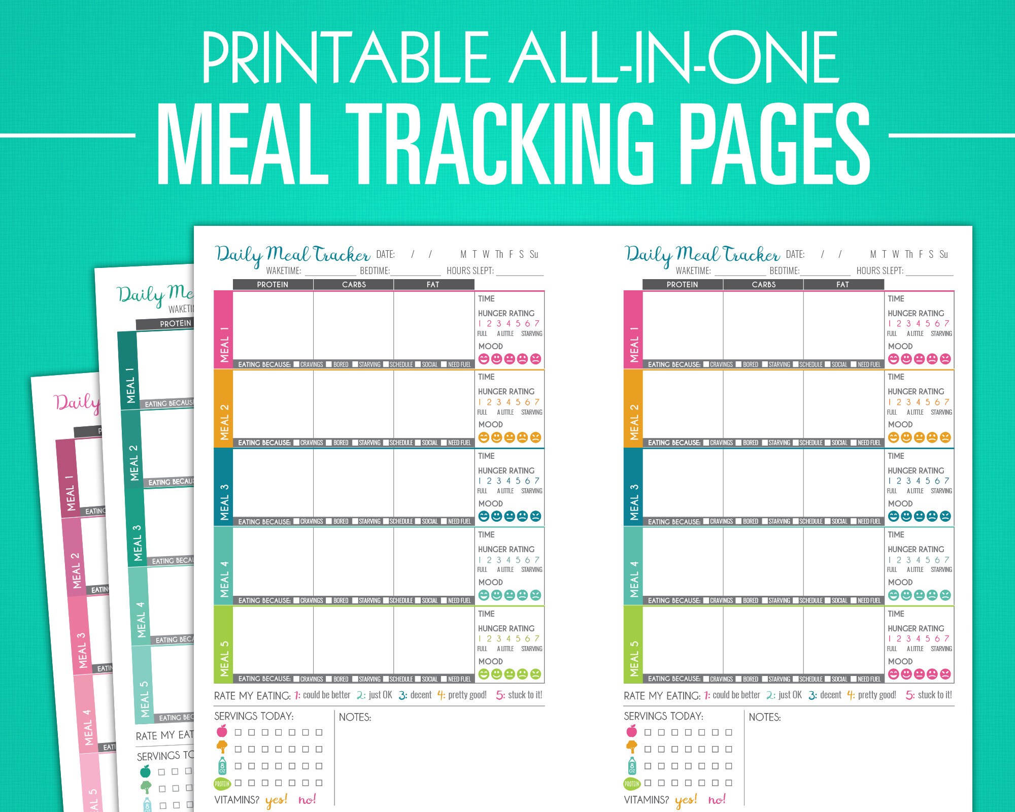 This is a picture of Juicy Meal Tracker Printable It is a picture of Juicy Meal Tracker Printable