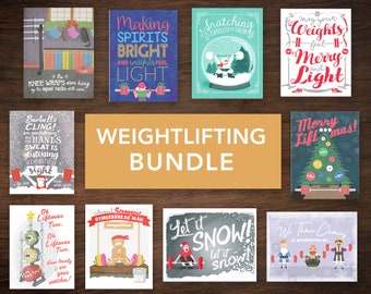 10-Pack Weightlifting Bundle Christmas Holiday Cards