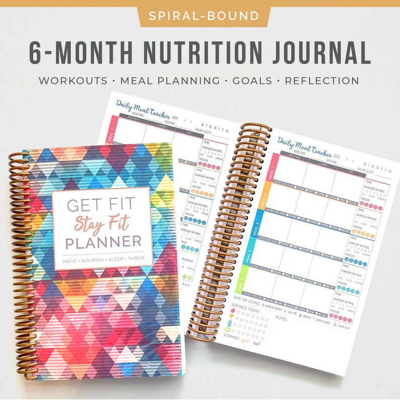 6 Month or 4 Month Fitness Tracker Diet Diary, Weight Loss Journal, Macro Tracking, Macronutrients, IIFYM image 1