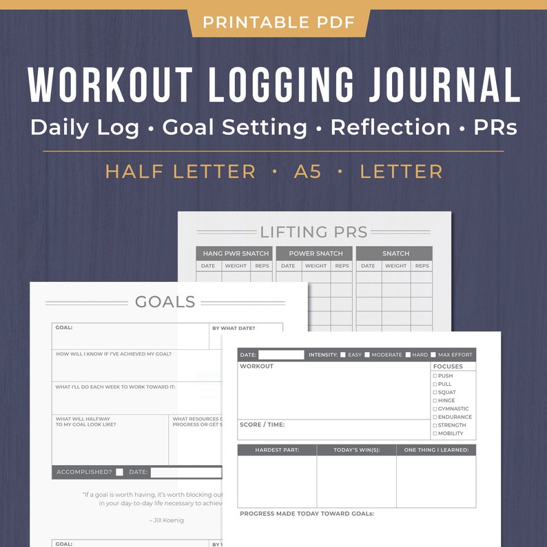 CrossFit WOD Logging Journal Workout Logging Printable PDF