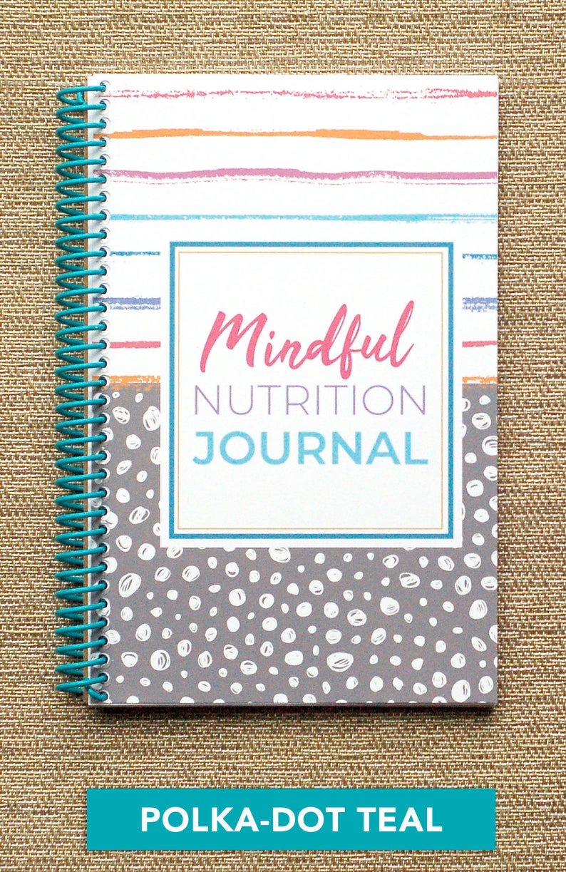 Mindful Eating Nutrition Diary 90 Days, 3 Months of Food Sensitivity Logging Pages, Diet Journal Polka-Dot Teal