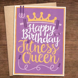 Happy Birthday Fitness Queen - Crossfit Weightlifting Kickboxing Athlete Birthday Female Greeting Card