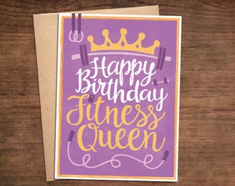 Happy Birthday Fitness Queen - Crossfit Weightlifting Kickboxing Athlete Birthday Female Greeting Card