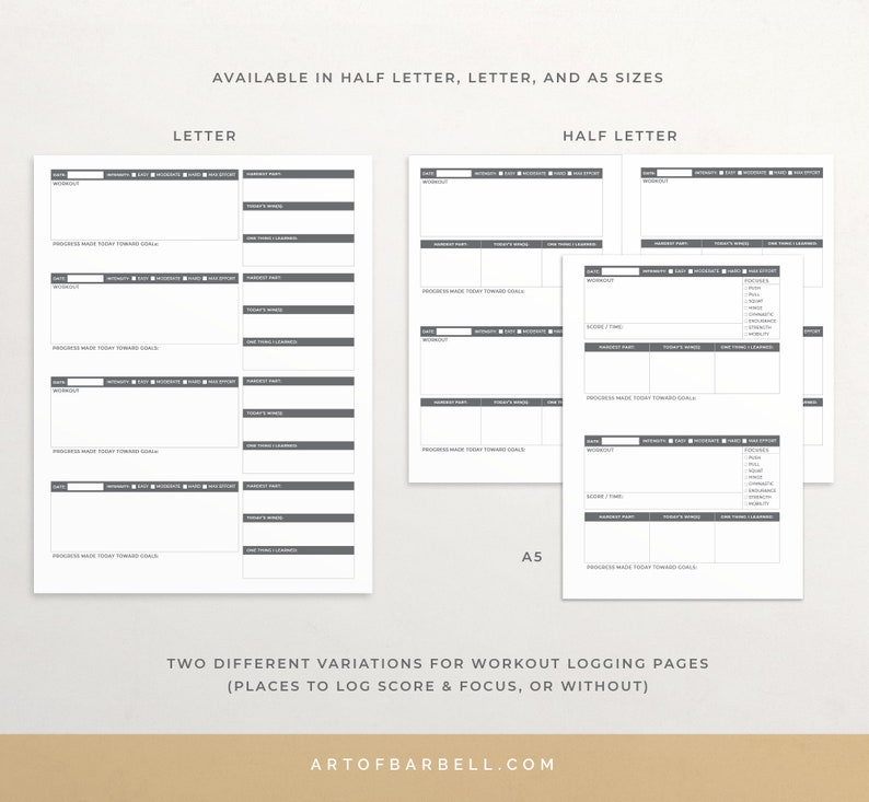 6 Day Printable Crossfit Workout Log for Fat Body