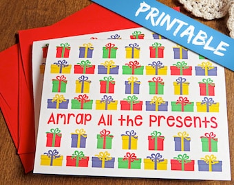 Crossfit Inspired Christmas Cards - AMRAP The Presents Fitness Weightlifting Holiday Greeting Card