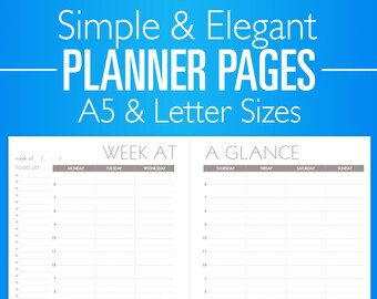 Printable Daily Weekly Monthly Planner: Teal, Pink, Purple (PDF A5 Letter)