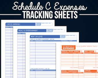 Small Business Planner Schedule C Expenses Tracking Sheets & 2018 Calendar! Digital Downloadable PDFs