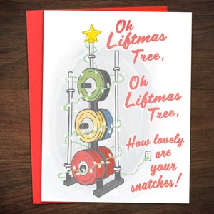 Oh Liftmas Tree - Weightlifting Powerlifting Rack Christmas Holiday Card
