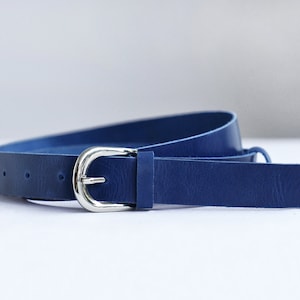 Leather belt, Blue leather belt, Womens leather belt, Belt, Blue belt, Leather belt women