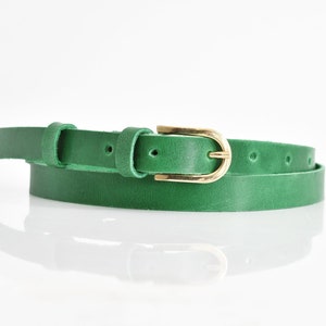 Leather belt, Leather belt women, Green leather belt, Skinny belt, Belts for women, Women belt, Green belt
