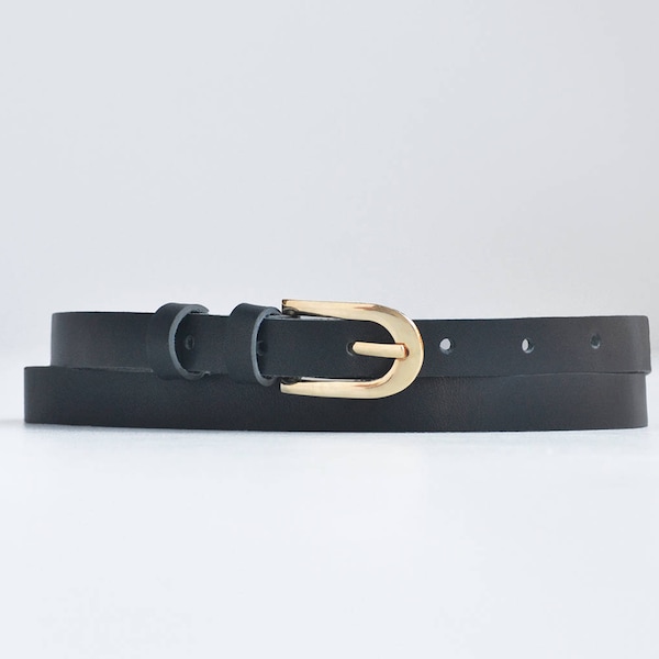 Ceinture en cuir maigre, Ceinture noire, Ceinture en cuir femmes, Ceinture femme, Ceinture femme pour robe, Ceinture femme, Cadeau pour elle, Cadeau de Noël, Idée cadeau