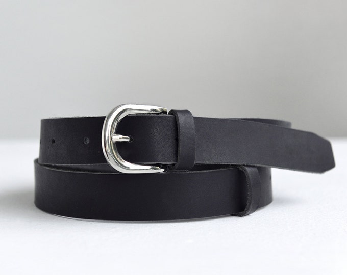 ladies black leather belt