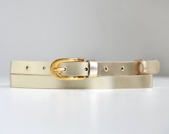 Ceinture en cuir, Ceinture maigre femmes, Ceinture taille, Ceinture étroite, Ceinture femme, Ceinture en cuir femmes, Ceinture dorée, Ceinture pour robe