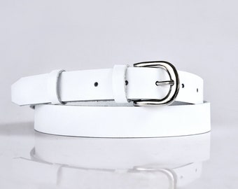 Leather belt, Leather belt women, White leather belt, Belts for women, White belt