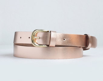 Womens leather belt, Leather belt women, Leather belt, Belt, Rose gold leather belt, Rose gold belt, Gold leather belt, Gift for her, Gift