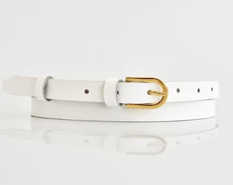 Leather belt women, Leather belt, Belts for women, White belt, White leather belt, Thin leather belt, Women belt