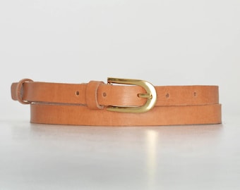 Thin leather belt, Leather belt women, Women belt, Women belt for dress, Brown belt, Tan leather, Gift for her, Christmas gift, Gift idea