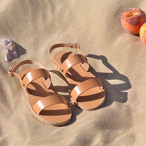 Sandals, Leather sandals, Greek sandals with two straps, Women&#39;s shoes , Women sandals, Summer sandals, KYTHIRA