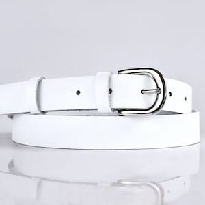 Cinto de couro, Cinto de couro feminino, Cinto de couro branco, Cintos para mulheres, Cinto branco