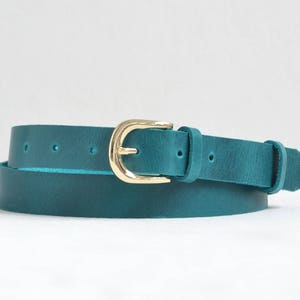 Leather belt, Leather belt women, Womens belt, Womens leather belt, Petrol blue belt, Blue leather belt image 1