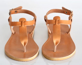 Sandals, Leather sandals, T-strap women sandals , Flat sandals, Women sandals, Women shoes, Handmade sandals, Summer sandals, TAF