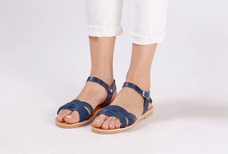 Greek sandals, Blue sandals, Greek sandals, Leather sandals, Sandals, Blue shoes, Sandales cuir, Women sandals, MEDUSA image 2