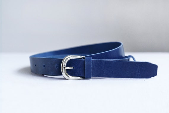 leather belt blue