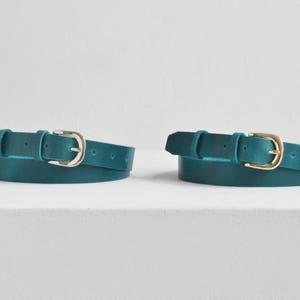 Leather belt, Leather belt women, Womens belt, Womens leather belt, Petrol blue belt, Blue leather belt image 4