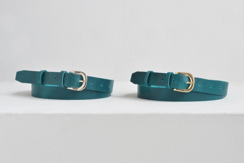 Leather belt, Leather belt women, Womens belt, Womens leather belt, Petrol blue belt, Blue leather belt image 4