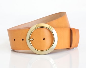 Leather belt women, Belts for women, Leather belt, Brown leather belt, Wide leather belt, Circle buckle belt