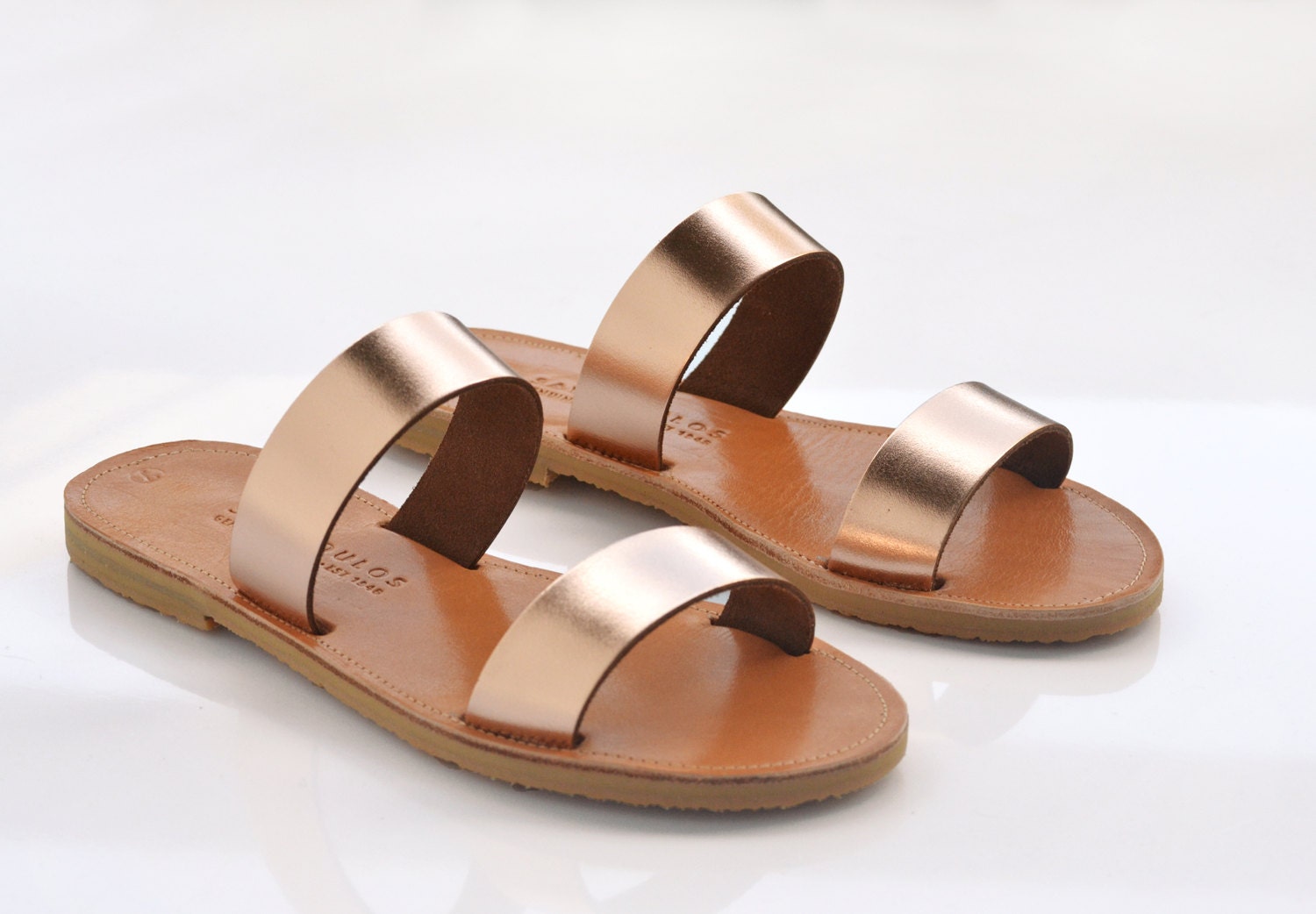 Rose gold 2 strap hotsell sandals