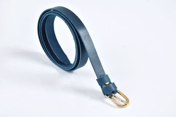 Leather Belt Blue Leather Belt Womens Leather Belt Belt 